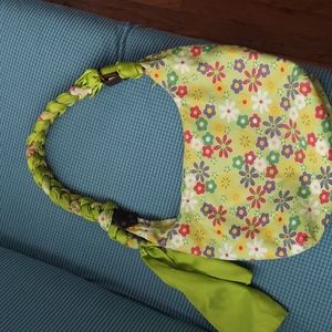 Floral Print handbag w/braided handle